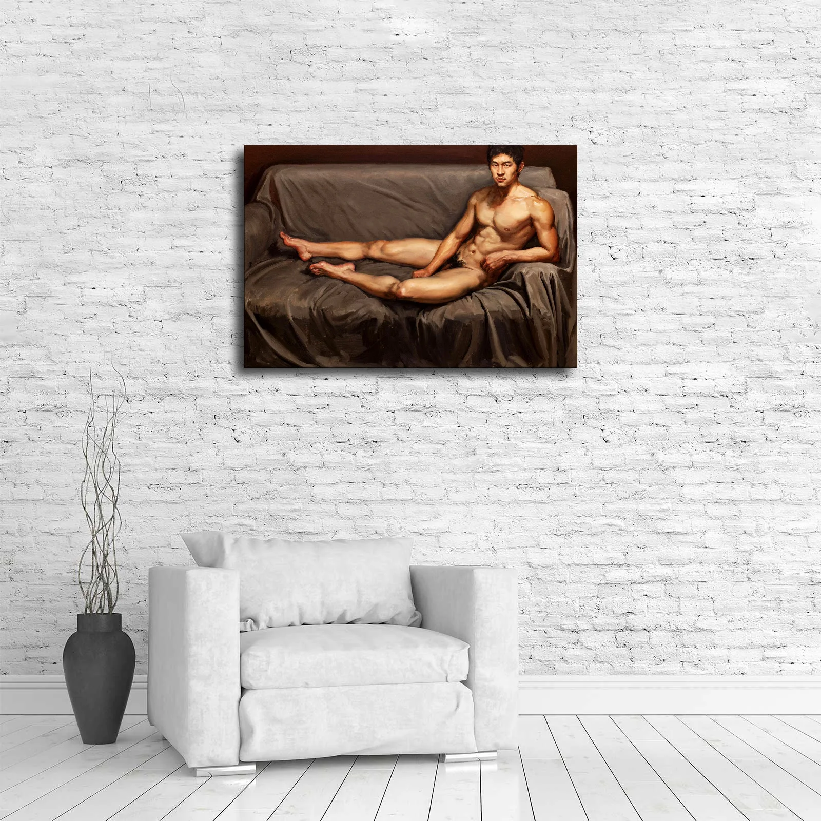 Hand Custom Poster Art Male Nude Oil Men Portrait Painting