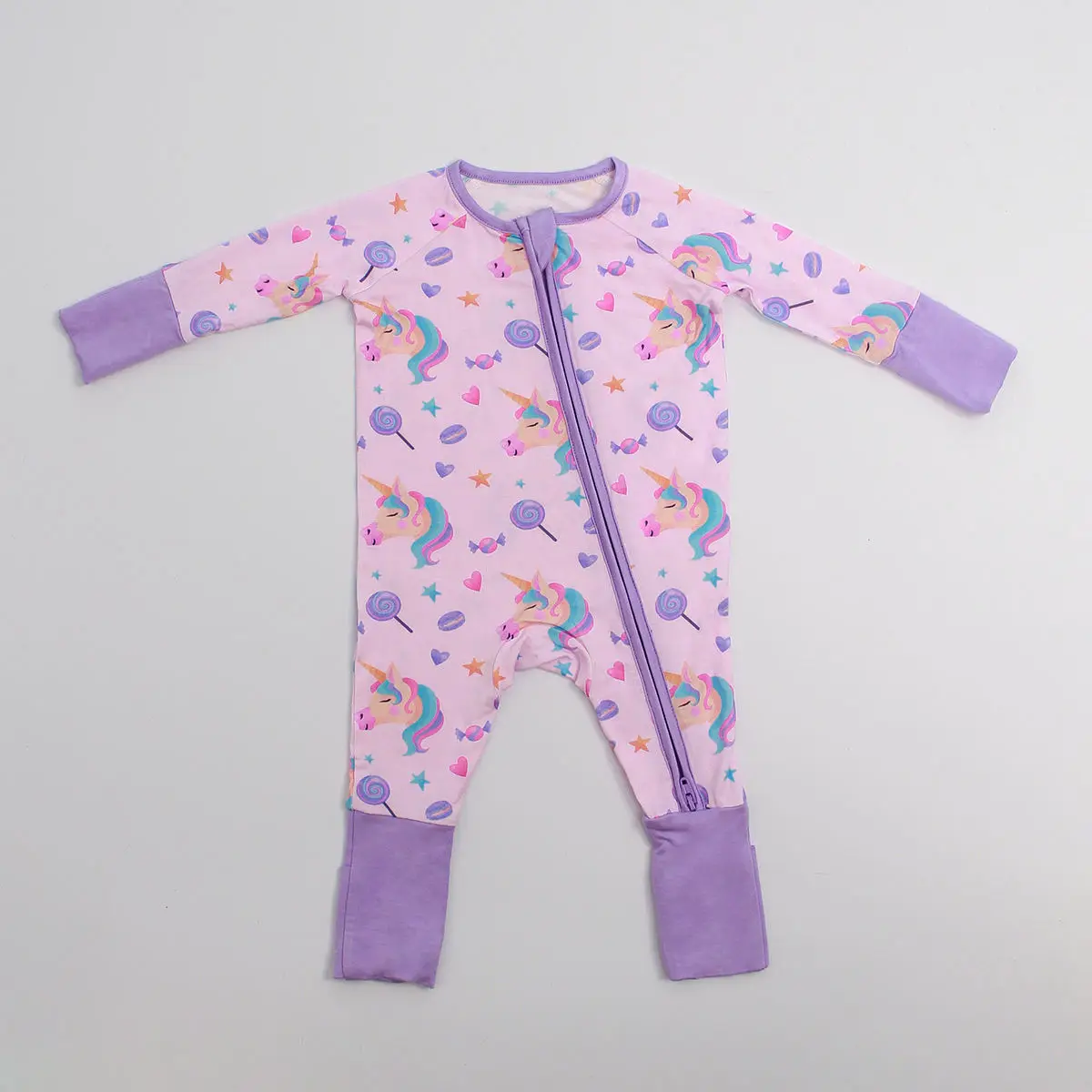 Customized logo from 1pcs Engepapa Newborn Bamboo Double Zipper Pajamas Infant Print Cartoon Clothes Baby Bamboo Sleeper Romper