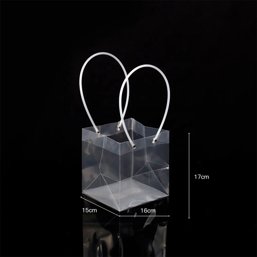2023 New Product Clear Luxury Flower Packaging Bag PP Plastic Material With Handle Portable For Flower