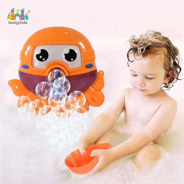 Konig Kids Summer Bathtub Toys Plastic Music Octopus Bubble Maker Bubble Baby Bathing Toy