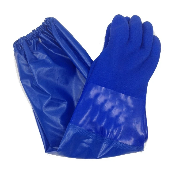 Water proof oil resisting perfect grip long sleeve PVC gloves