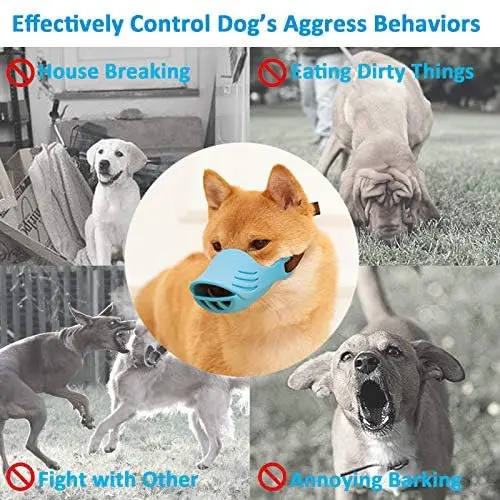 Prevent Barking Biting and Chewing Snout with Adjustable Strap Soft Duck Shape Silicone Mouth Cover Muzzle