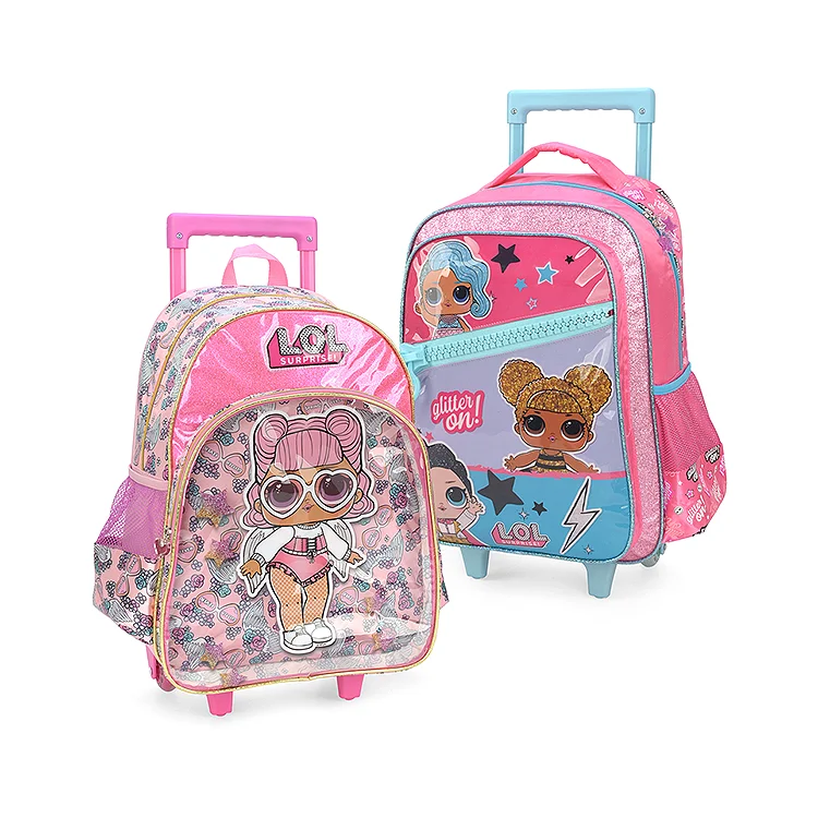 Custom Fashion Salable Cute Cartoon Girls Kids Travel School Trolley Backpack Bag