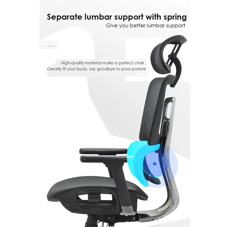 Reclining ergonomic chair adjustable height full mesh black frame swivel office chair