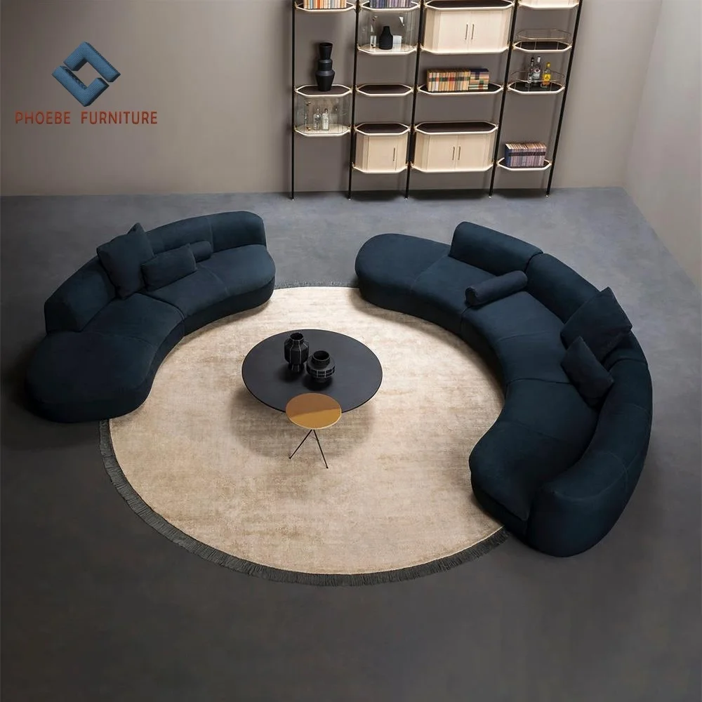 European sectional genuine leather half moon sofas living room made in guangdong