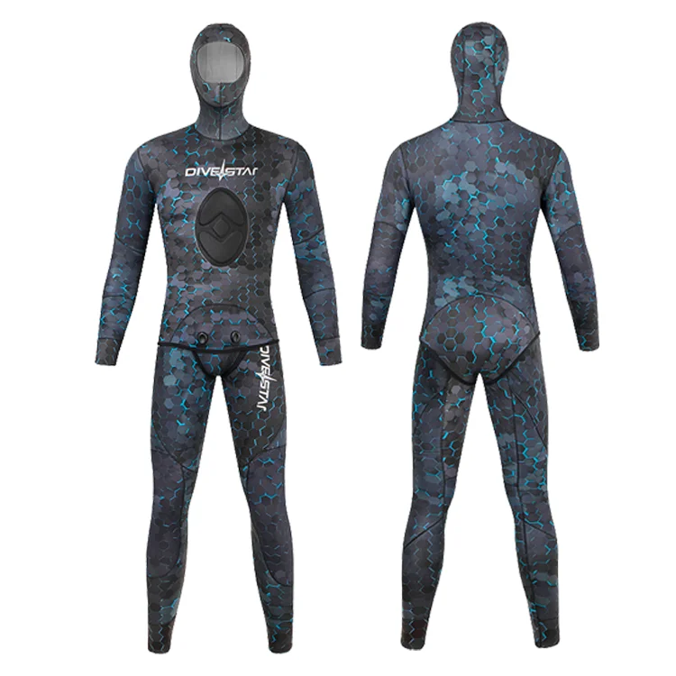 DIVESTAR New Wholesale High Quality Titanium Inner Wet Suit 3mm 5mm Yamamoto Neoprene Hoodie Spearfishing Wetsuit