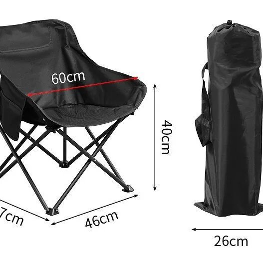 Outdoor Camping High Back Moon Chair Folding Portable Metal Picnic Chair With Carrying Bag For Camp Travel Beach Hiking
