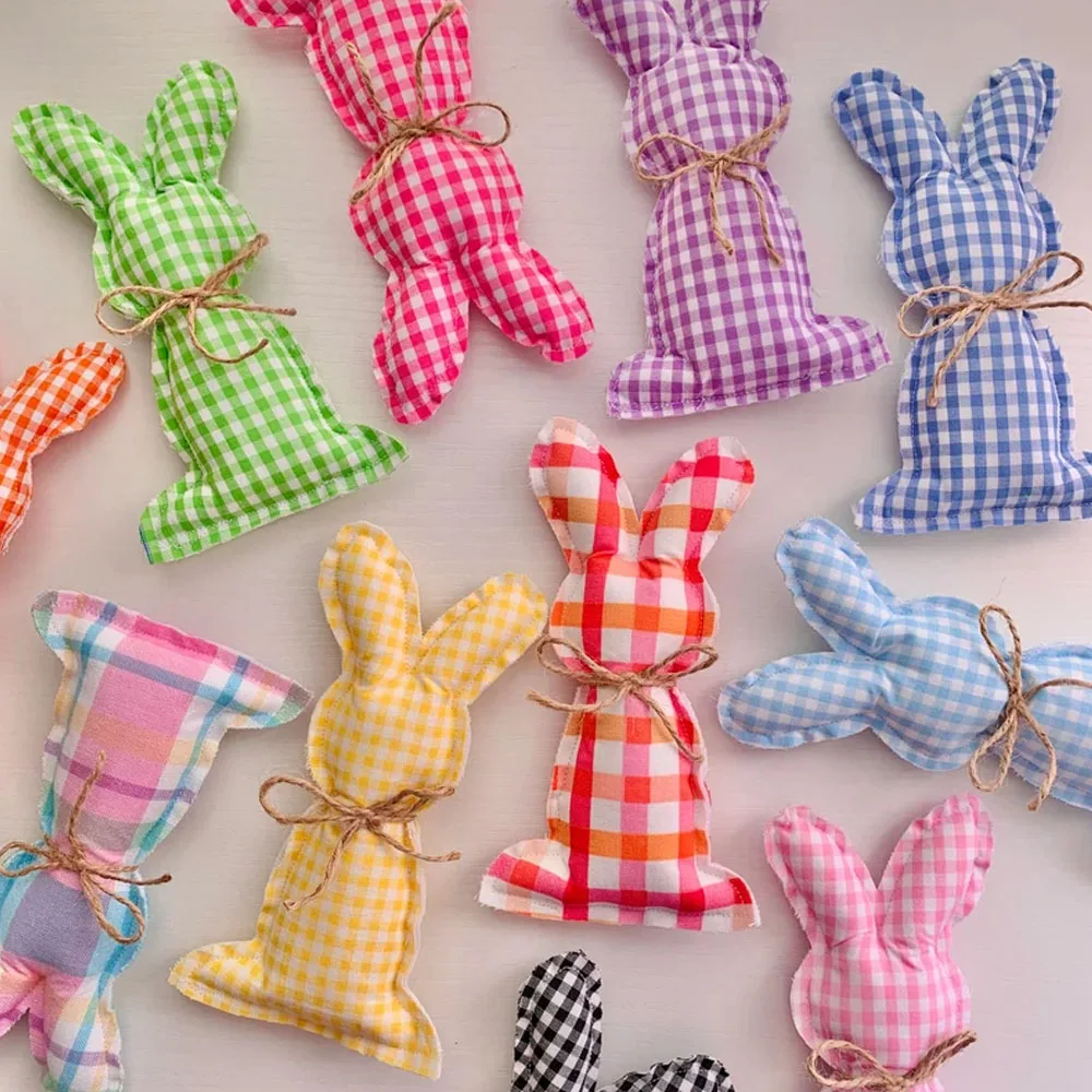 Wholesale Sublimation Gingham Easter Home Decor Easter Basket Bunny Checkered Cute Bunny