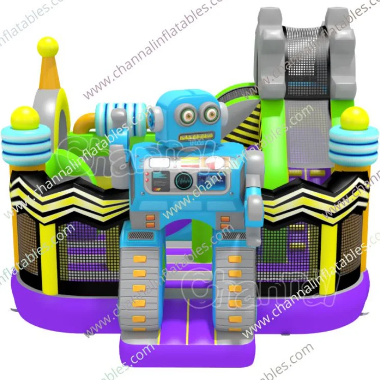 robot combo outdoor inflatable volleyball court bull ride mechanical rodeo inflatable basketball game rainbow bounce house