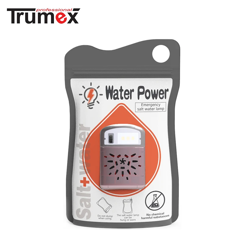 Portable LED self-powered emergency salt water light