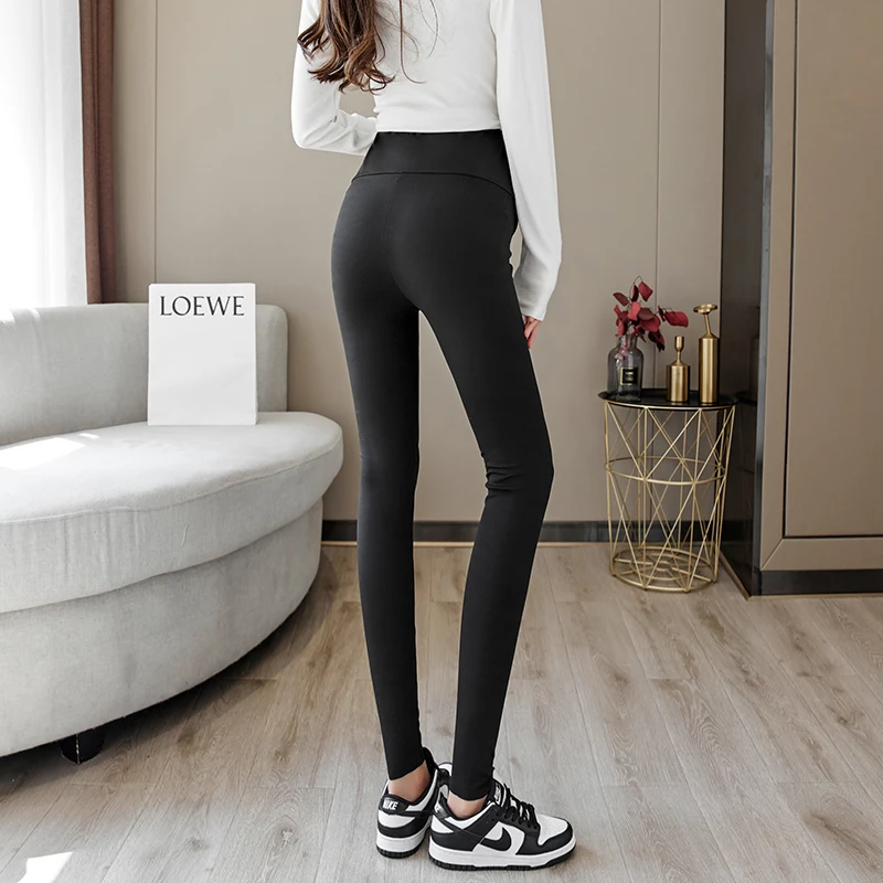 Plus Size Solid Color High Waist Maternity Wear Breathable Sweat-wicking Woman Clothing Leggings Maternity