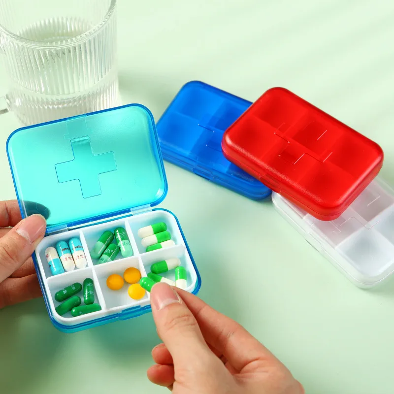 NBBLUESKY Portable Daily Pill Dispenser Pill Holder Pill Box With 6 Compartments