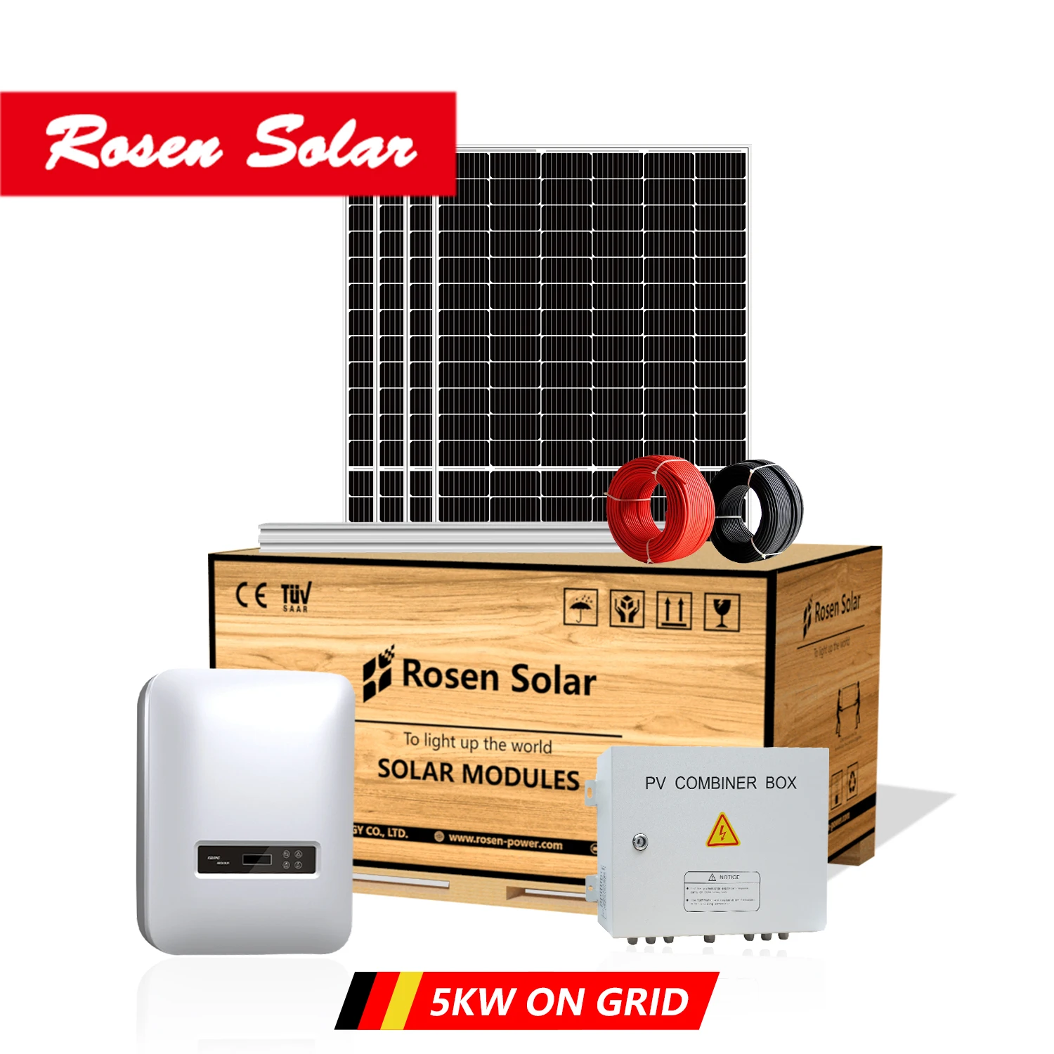 High Efficiency 5000 Watts Full Sets Solar Panels On Grid 5kw Power System Kit with Mppt Control