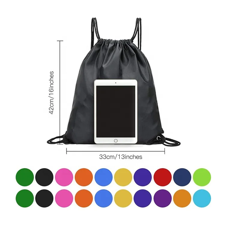 Foldable Printed Multicolor Lightweight Durable 210D Polyester Kids Small Sports Drawstring Bag Draw String School Backpacks