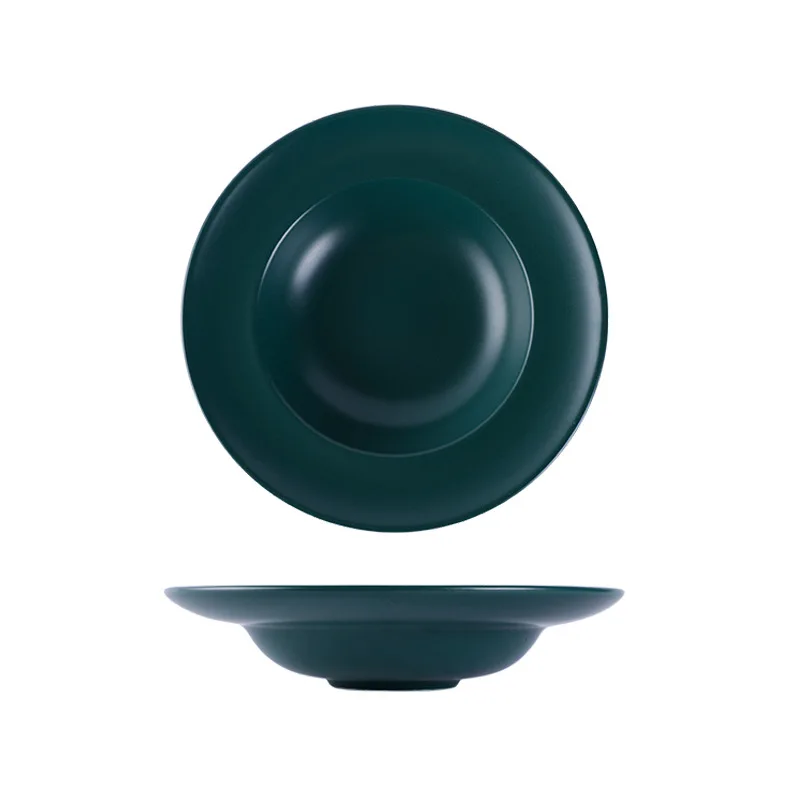 
Nordic INS glazed ceramic simple creative tray pasta dish salad deep soup western dish straw hat plate 