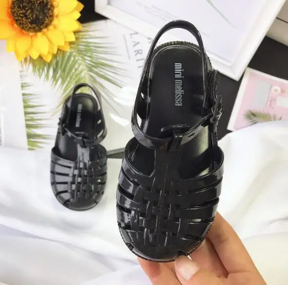 Solid color kids jelly sandals