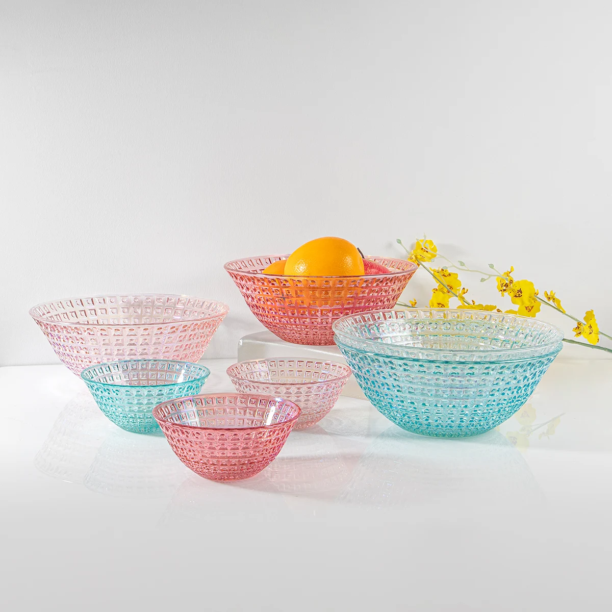 7pcs Luxury Dinnerware Water Glasses Glass Bowl Glass Charger Plates Sets Dinnerware Glass Dishes Set Plates Dinnerware Sets