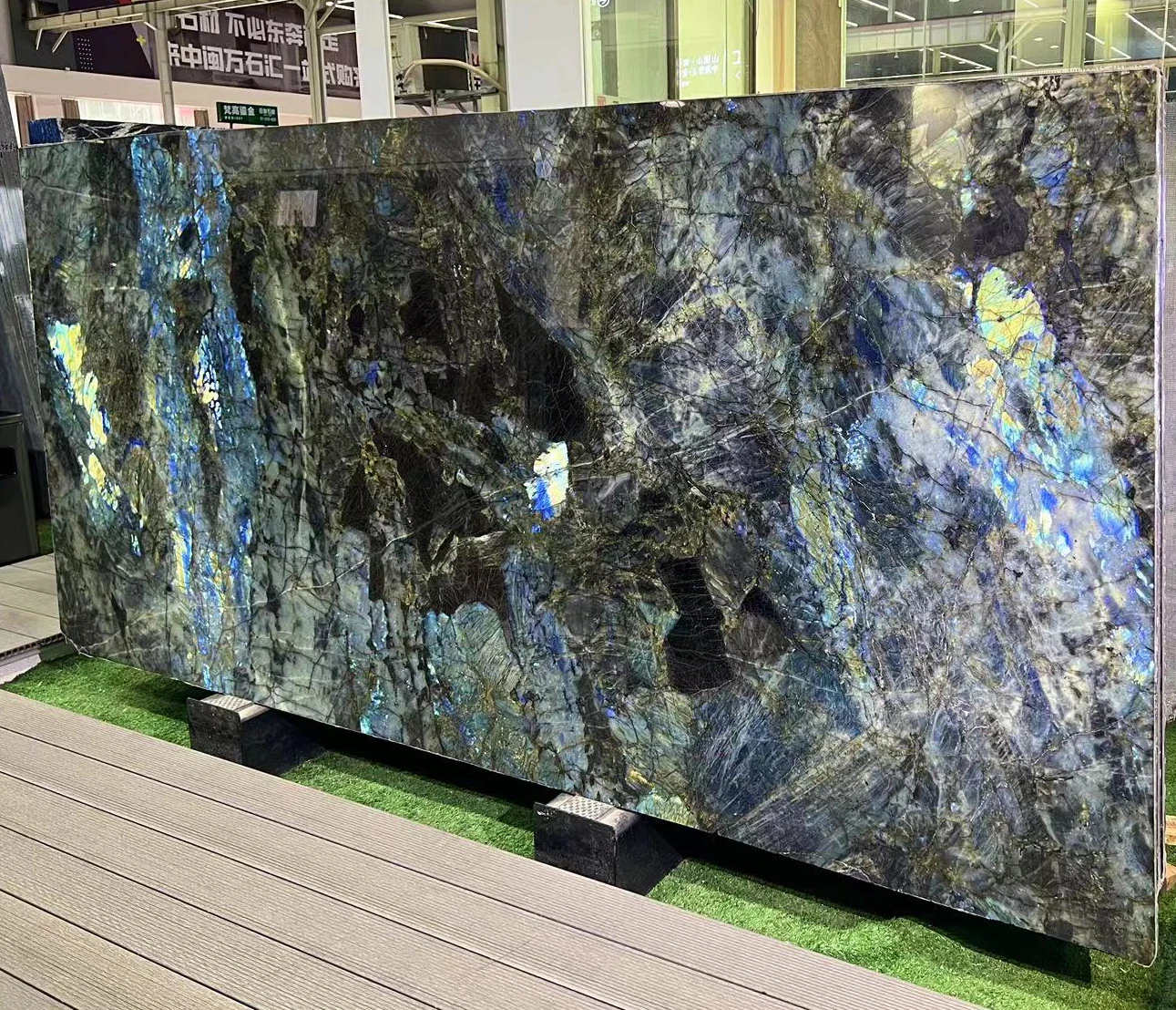 Top Class Lemurian Blue Jade Marble Mirror Image Feature Wall 18mm Stone Dining Table Top Island Bar Worktop Kitchen Counter