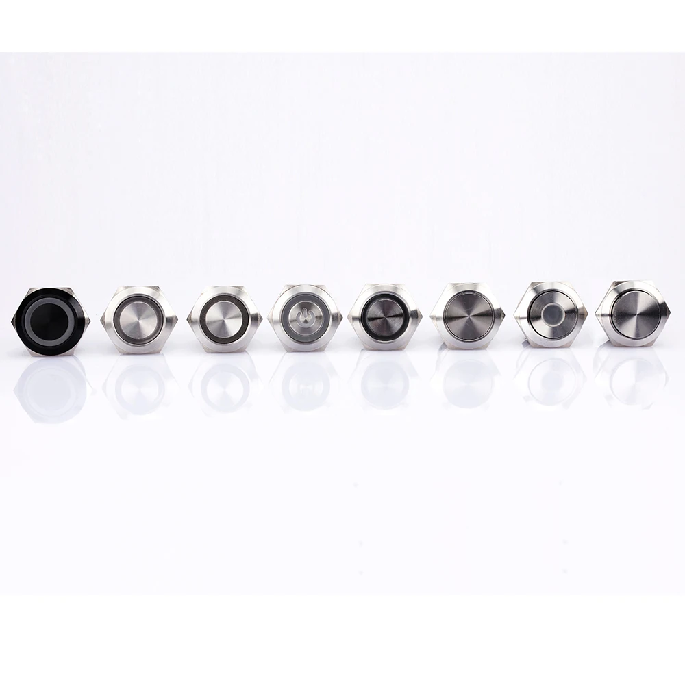 8 pins Stainless Steel Waterproof 2NO 2NC Momentary stay put  25mm push button switch