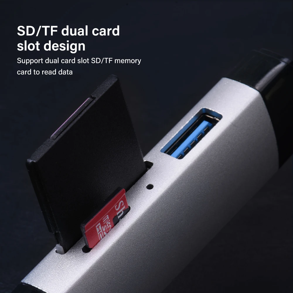 6 in 1 Multifunction USB Card Reader U disk Type C/Micro Usb/Tf/SD Flash Drive Memory Card Reading Adapter Phone Accessories