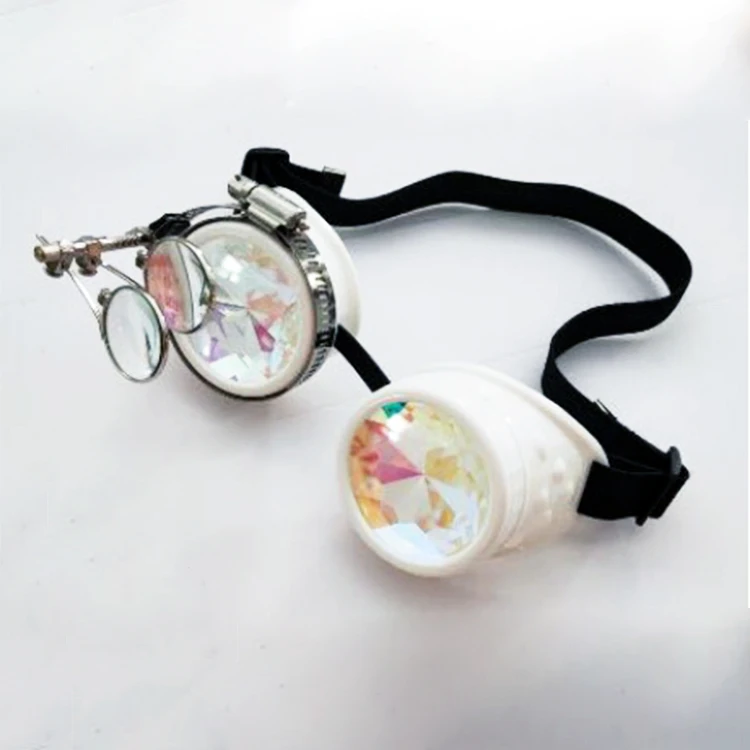Pink Steampunk Glasses Party Eyewear Sunglasses Festival Holographic Retro Punk Kaleidoscope glasses