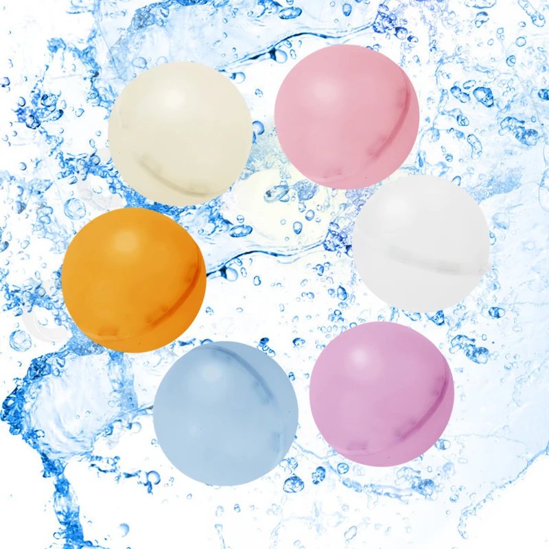 12/24Pcs Quick Fill Self Sealing Splash Balls Refillable Reusable Silicone Big Water Bomb Balloons For Kids Water Fight