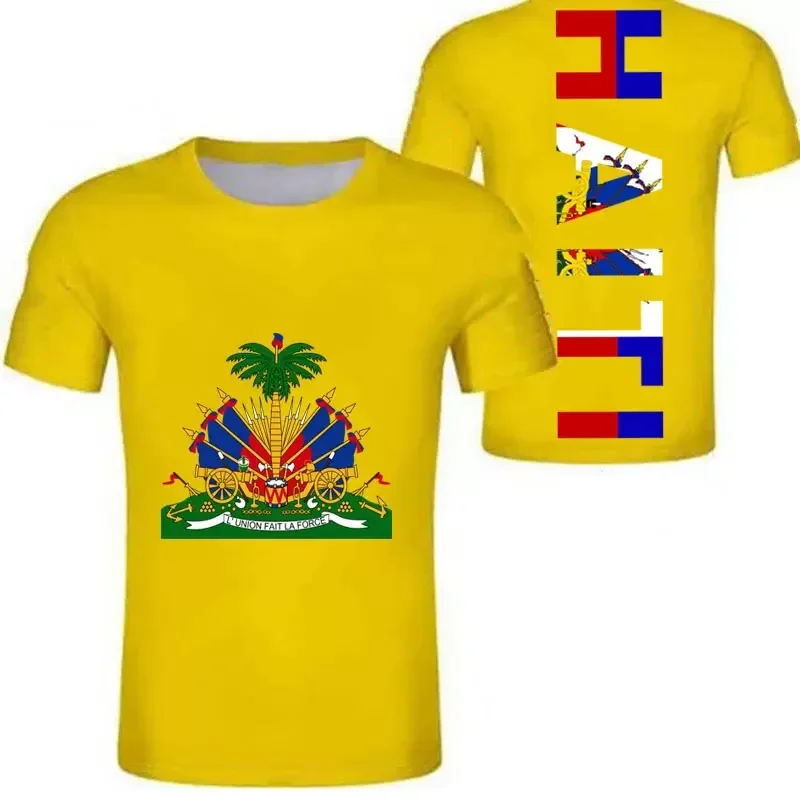 Factory Direct Haiti Flag Print Gym T-Shirt for Men Wholesale Price Man Summer Short Sleeve Print on Demand Tops Tee Casual Wear