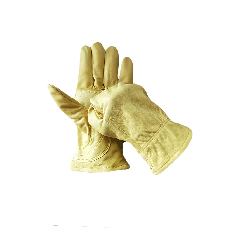 Leather Work Gloves With Wrist Closure Yardwork Construction Motorcycle