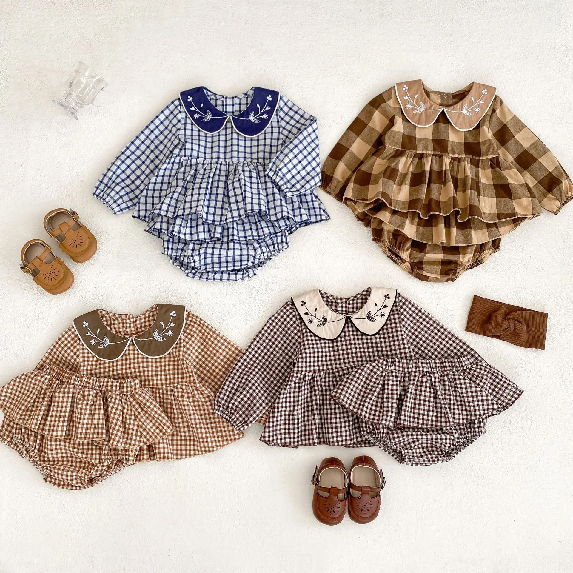 Engepapa autumn newborn cotton floral long sleeve lace top infant loose cute children s clothes baby clothing set 2pcs