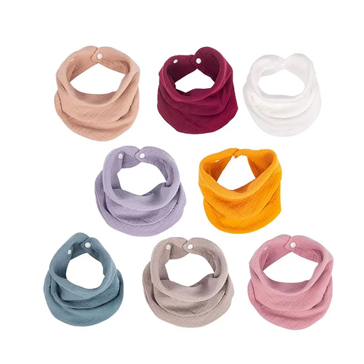 Wholesale custom logo soft breathable absorbent Drooling multi-use scarf bandana organic cotton best muslin baby bibs