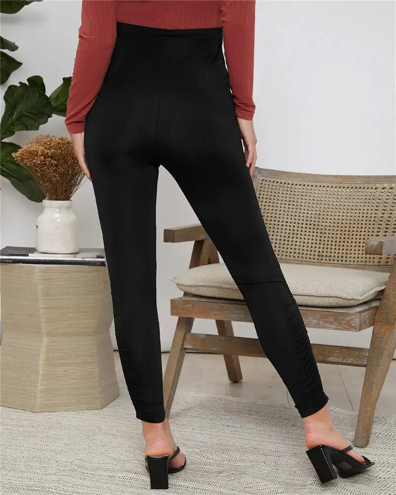 
M029 Black Pregnant Clothes Wide Band Waist Skinny Leggings Maternity Pants & Capris 