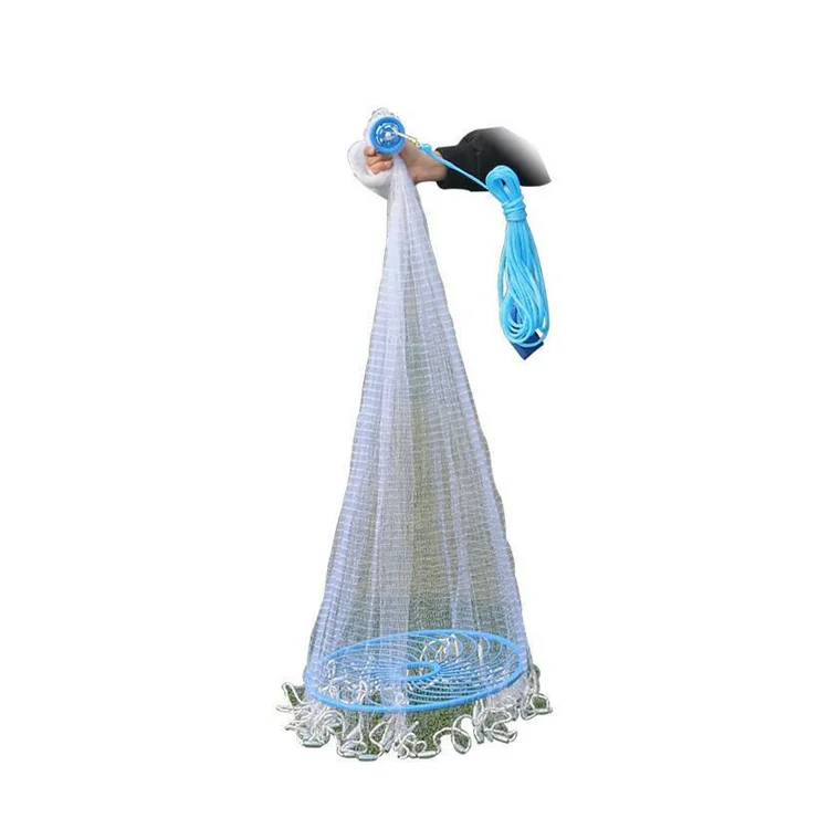 Fishing Hand Cast Net Throw Catch drawstring Throwing casting fishing net