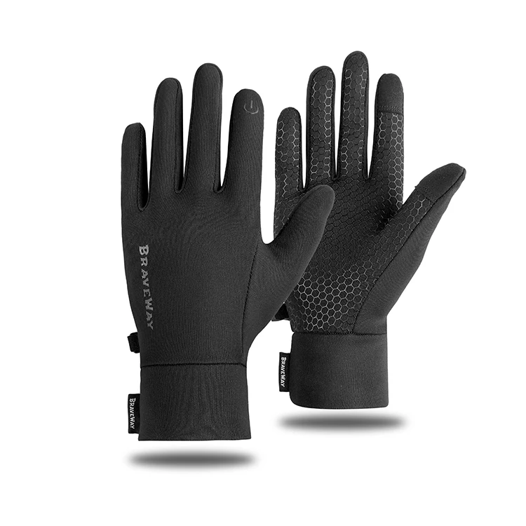Manufacturer wholesale running cycling and hiking touch screen silicone anti slip and thermal insulation gloves