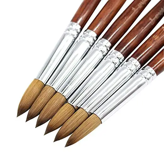 Kolinsky Sable OVAL Red Wooden handle Size #8 acrylic nail brush crimped