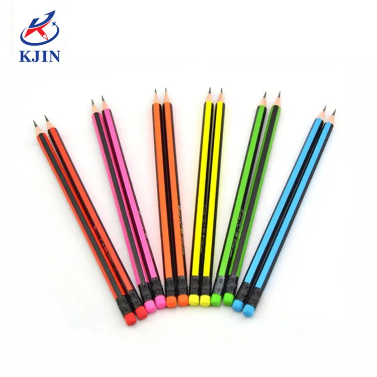 Quality assorted colorful Cartoon characters shape pencil with eraser for student children gift