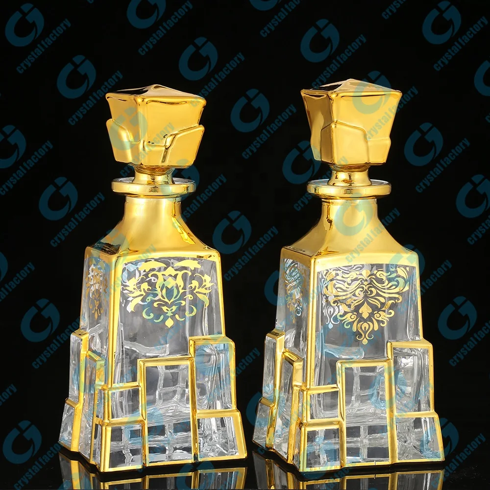 CJ-150ml Decorative UV Golden Customized Arabic Glass Perfumes Oil Display Bottles