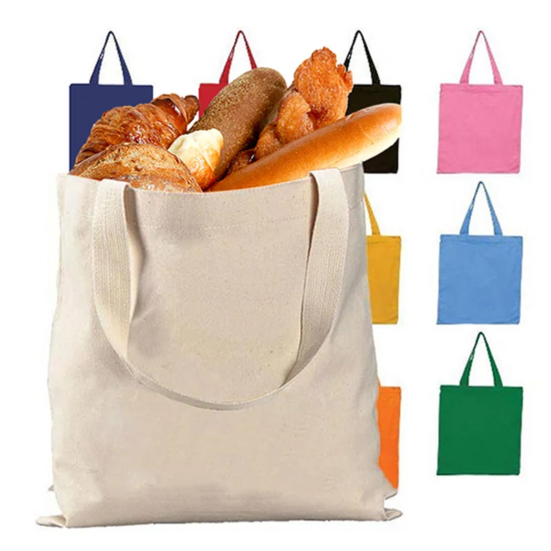 Wholesale Custom Print Logo Cheap Reusable Shopping Bags Plain White Blank Cotton Canvas Tote Bag
