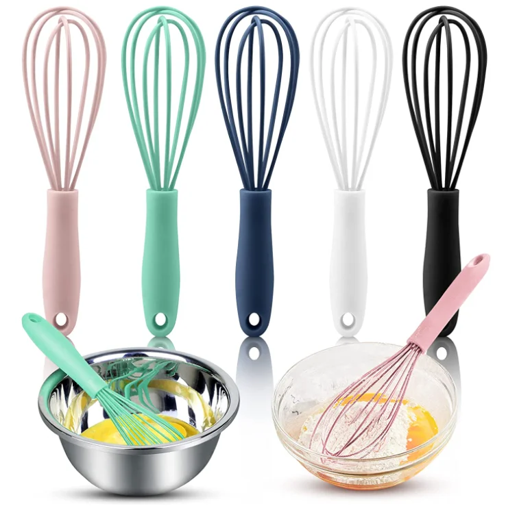 Egg Beater, Mini Silicone Kitchen Whisks, Baking Tool for Dough Milk Egg Blending Stirring Whisking and Beating, Kitchen Utensil