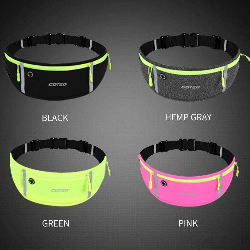 
custom logo Waterproof running custom waist bag reflective running belt with bottle holder gym sports running men fanny pack 