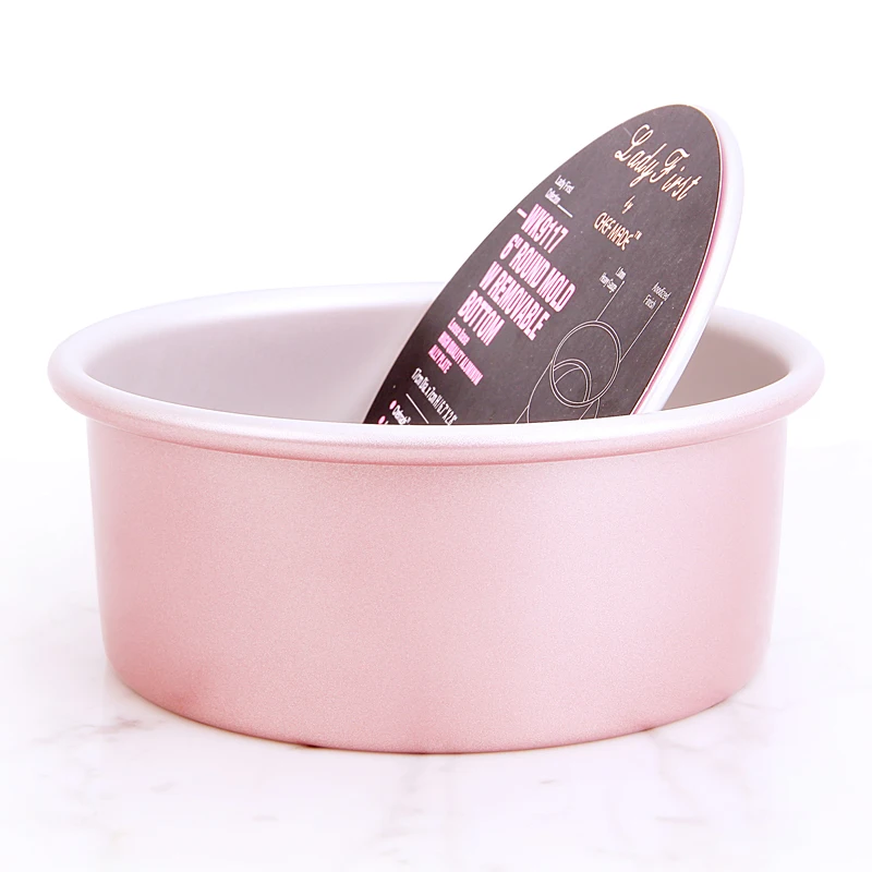 CHEFMADE 6 Inch Aluminum Non Stick Coating Champagne Gold 2 Layer Round Mold Bakeware Baking Cake Pan With Removable Bottom