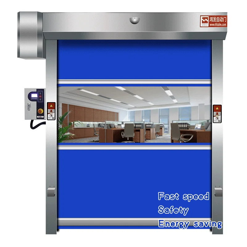 Hongfa flexible fabric rapid pvc roll up high speed door for workshop