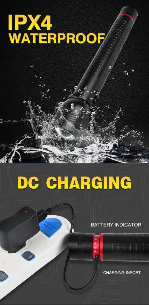 Power 1500lm Led Hand Torch Usb Flashlights, Multifunction Led Rechargeable Torch 1000 Meters15W Flashlights