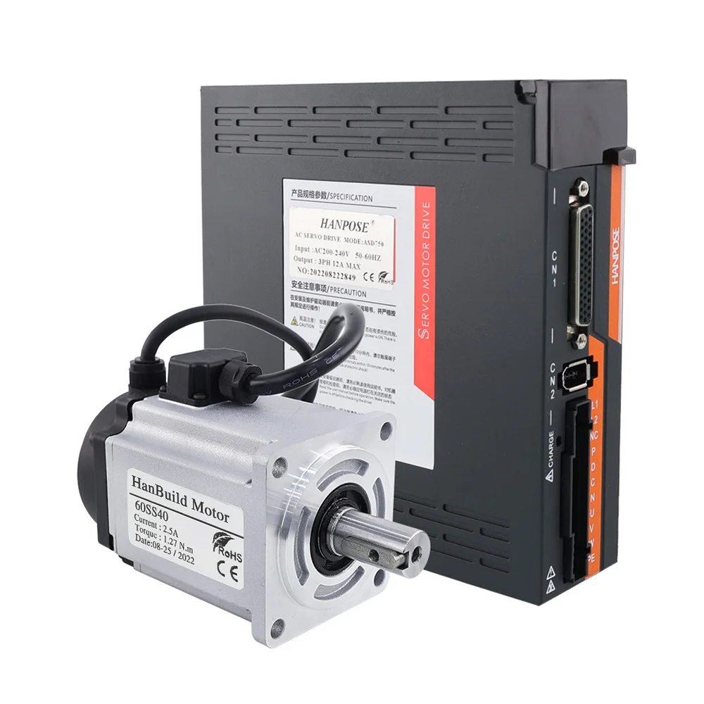 Hanbuild 60SS40 1.27N.m 2.5A Серводвигатель цены 3000-6000 об/мин драйвер ASD240 привод 220V гравировальный станок 60 серводвигатель переменного тока 0.4kw