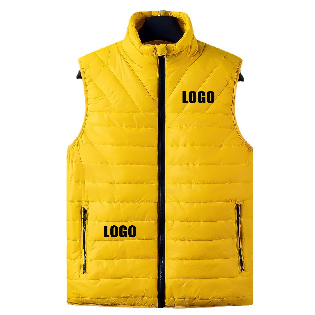 Custom Logo Colors OEM Autumn Winter New Male Fashion Solid Color Cotton-padded Puffer Vest for Men