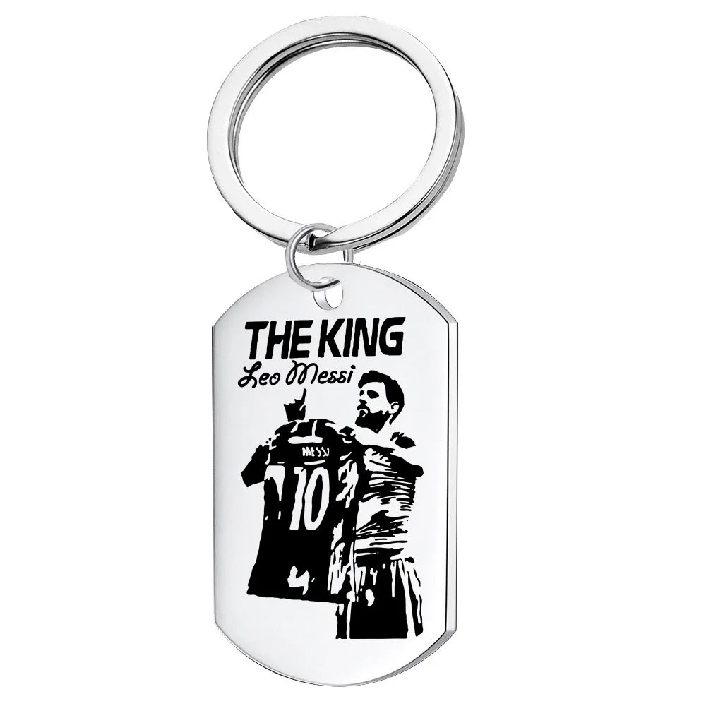 Wholesale Soccer Football Star Stainless Steel Keychain Pendant Engraving
