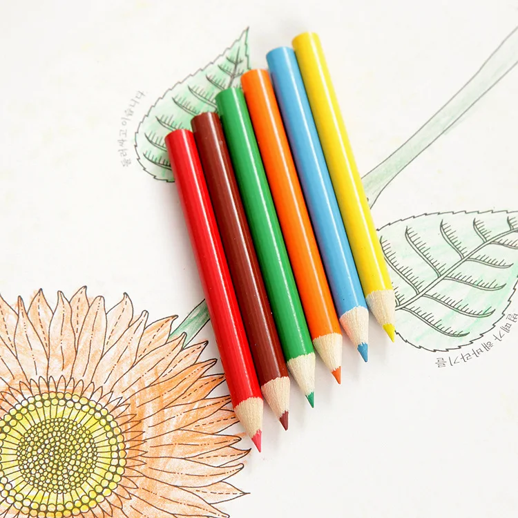 3.5 inches Bulk Wooden Colors Pencil Personalized Short Paint Novelty Drawing Graffiti Mini Colored Pencils for Kids (6pcs/set)