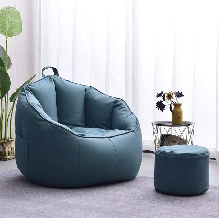 2021 hot sell pumpkin shape bean bag chair  PU leather fabric  bean bag sofa for adult