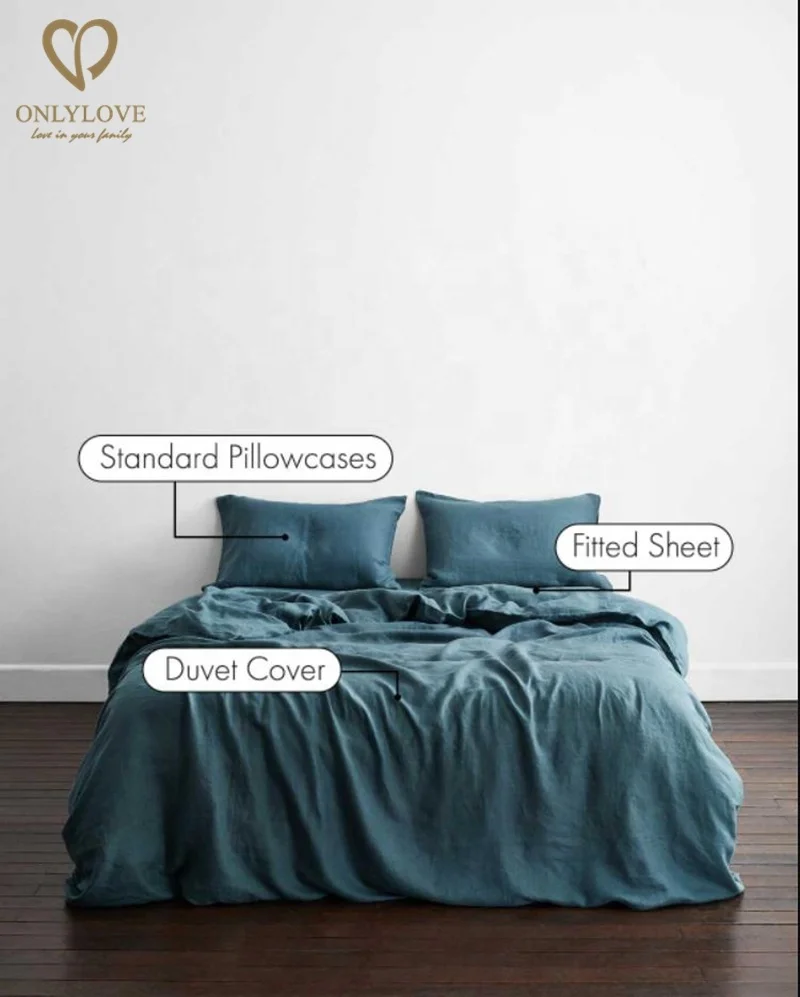 100% Pure Linen Duvet Cover Set Customized Queen King Linen Bedding Set Bed Sheets Pillowcases 4 pcs Bedsheet
