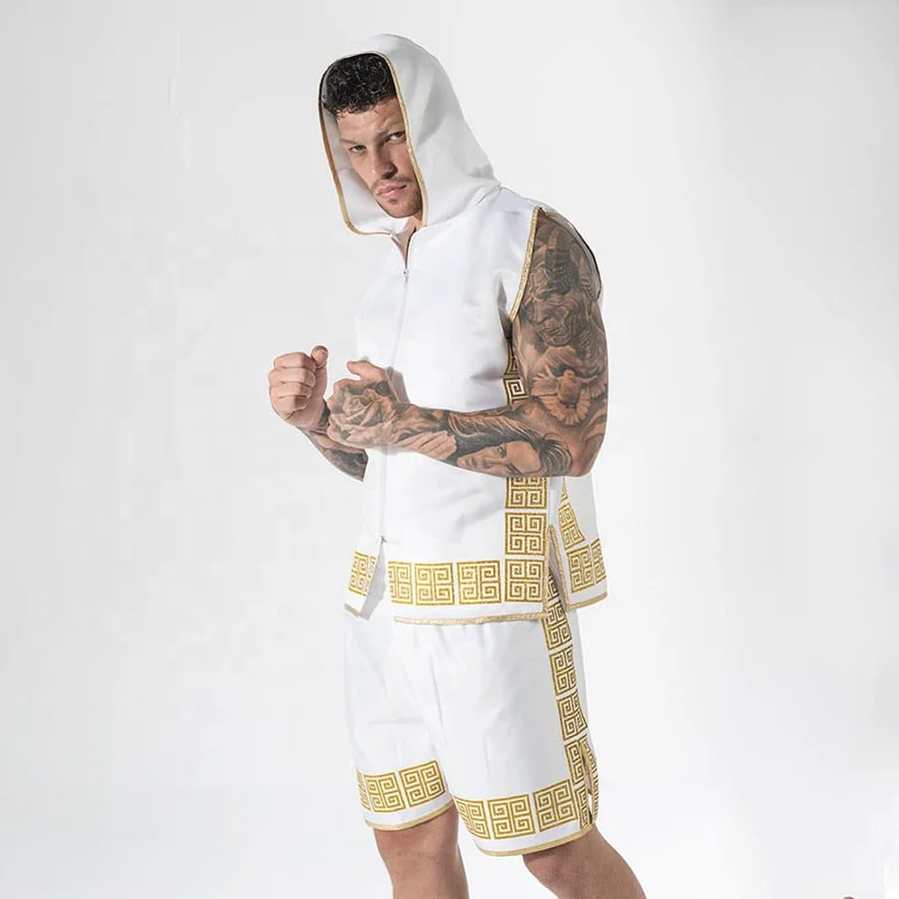 Gold black and white summer beach mma training muay thai wickedi kick pakistan boxing shorts