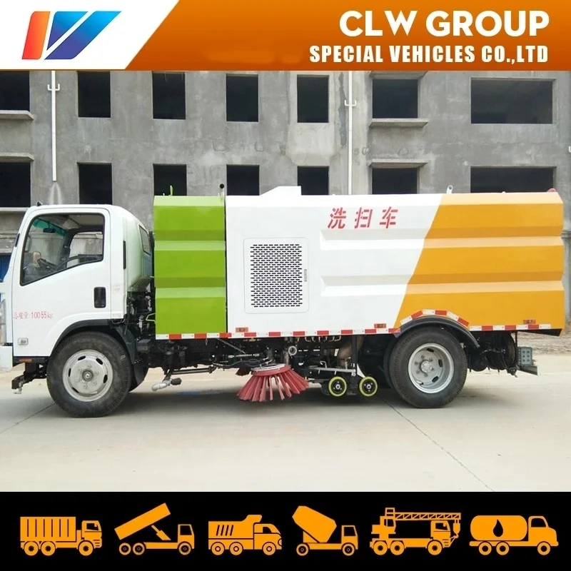 I-suzu 700p 4*2 190HP Multifunctional Sweeper and Washer Cleaner car 10tons Self Dump Road Washing and Sweeping Truck